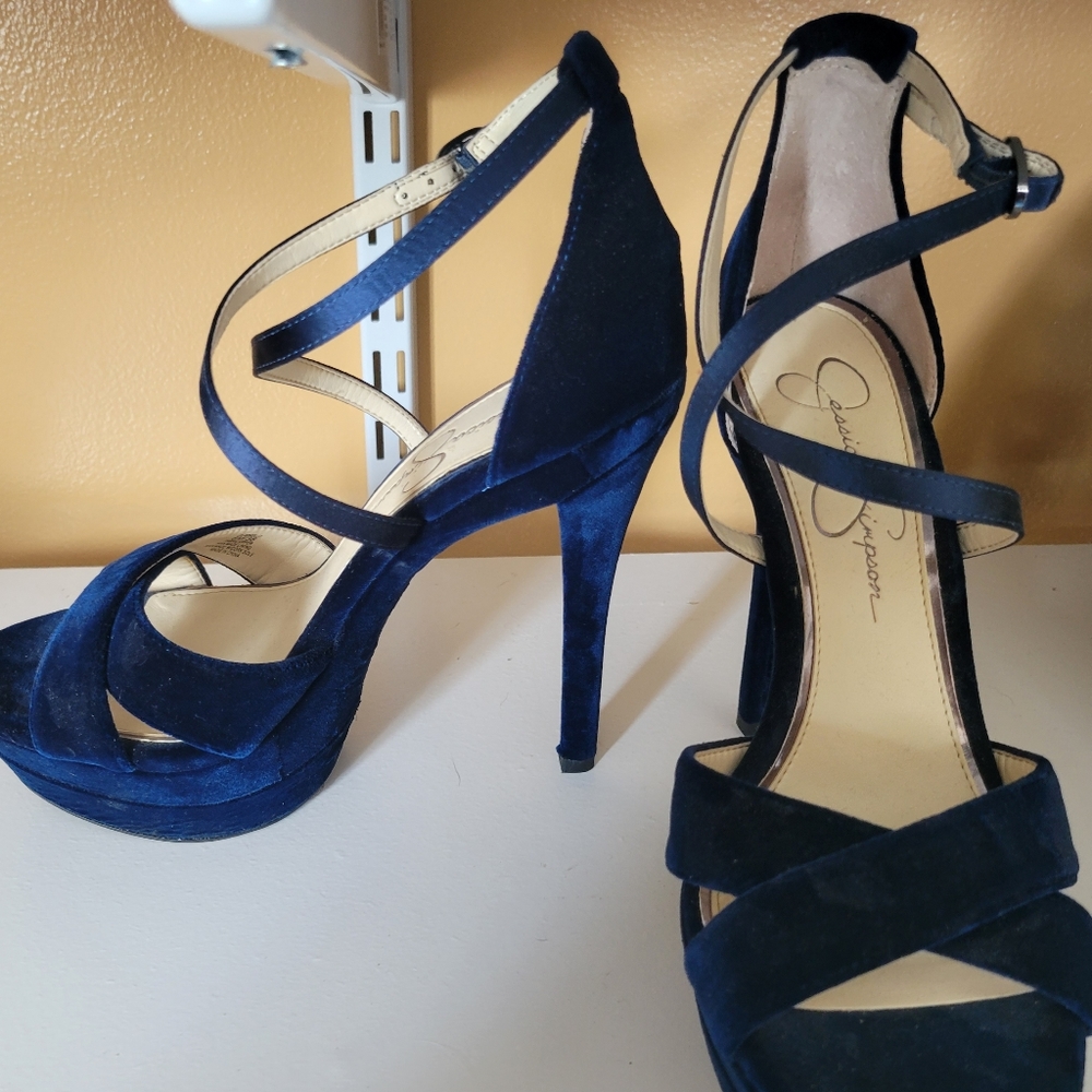 Jessica simpson blue platform heels